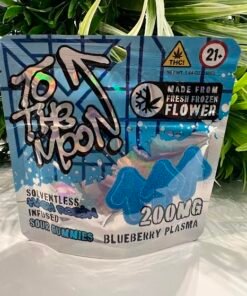 To the moon- Solventless Hash Rosin Infused Sour Gummies- Blueberry Plasma- 200mg
